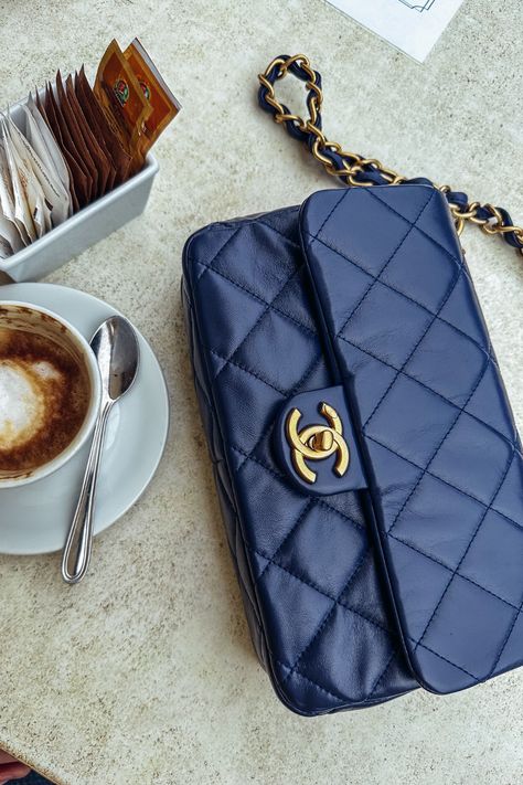 bag | chanel | chanel bag | classic chanel bag | dark blue Dark Blue Chanel Bag, Blue Chanel Aesthetic, Blue Chanel Bag, Classic Chanel Bag, Chanel Bag Classic, Summer In The Hamptons, Blue Chanel, Navy Handbag, Chanel Aesthetic