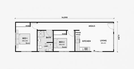 Poppy-2br-60m2 Flat Floor Plan, Adu Floor Plans, Granny Flats Australia, Granny Flat Plans, Granny Flats, Apartment Floor Plan, Accessory Dwelling Unit, Building Plans House, Apartment Floor Plans