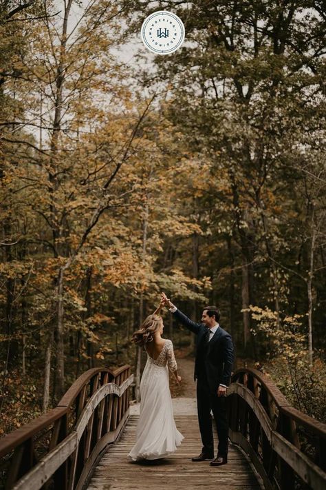 This intimate wedding in Northern Ohio is nestled in the woods. The bride and groom celebrated their micro wedding with friends and family. Photo by Yana B | Intimate Weddings & Adventure Elopements. Treehouse Village, Ohio Elopement, Small Private Wedding, Planning A Small Wedding, Village Photos, Intimate Wedding Ceremony, Small Intimate Wedding, Small Ponds, Books Aesthetic