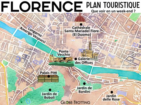 Plan touristique de Florence Carte des incontournables de Firenze en Italie Europe Backpacking, Tuscany Travel, Backpacking Europe, Voyage Europe, City Maps, Florence Italy, Week End, Italy Travel, Travel Essentials