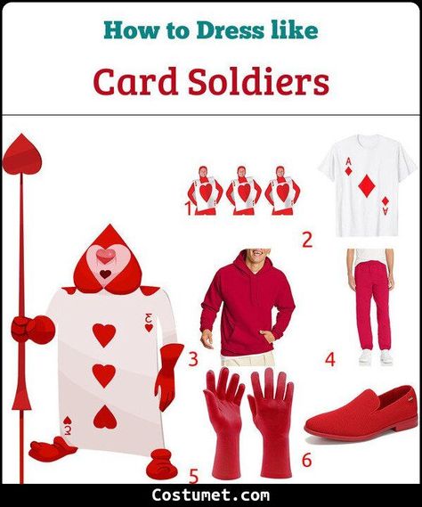 Card Soldier Costume from Alice in Wonderland for Cosplay & Halloween 2023 Alice And Wonderland Mens Costumes, Alice In Wonderland Mens Costume Diy, Card Soldier Costume, Alice In Wonderland Cards Costume, Card Costume Diy, Alice In Wonderland Card Costume, Alice In Wonderland Card Soldiers, Card Soldiers, Red Queen Costume