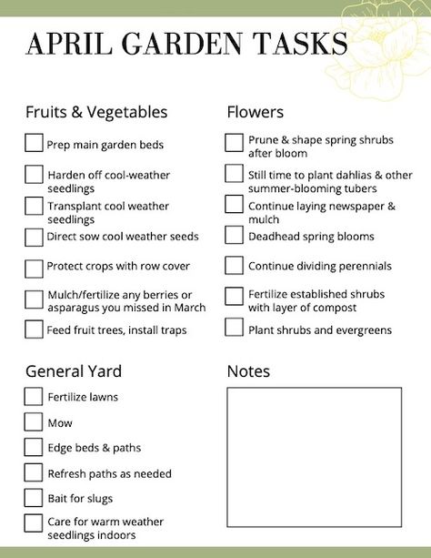 April Garden Chores & Tasks (PNW & Similar Zones) - An Oregon Cottage Garden Chores By Month, Garden Tasks By Month, March Garden Checklist, 8b Plants, Garden Journal Ideas, Garden Journaling, April Gardening, Oregon Cottage, Pnw Garden