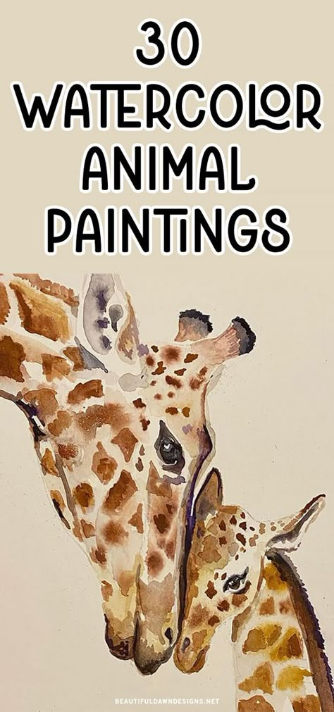 Create a beautiful giraffe painting with watercolors. This painting reference is perfect for any animal lover. Sketching For Painting, Watercolour Pictures To Paint, Cute Waterpaint Ideas, Watercolor Animals Step By Step, Watercolor Art Of Animals, Watercolor Art Inspiration Ideas, Watercolor Animals Easy How To Paint, Watercolour Art Inspiration, Watercolor Art Animals Easy