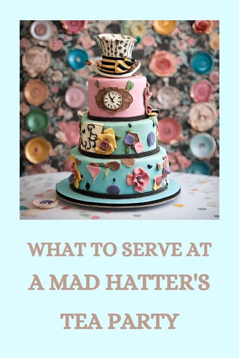 What to serve at a Mad Hatter's tea party. Lot of ideas and inspirations Hatter Costume For Women, Alice In Wonderland Tea Party Food, Mad Hatter Costume Female, High Tea Theme, 21st Bday Party Ideas, Sweet 16 Tea Party, High Tea Party Ideas, Vintage Tea Party Dresses, Tea Party Planning