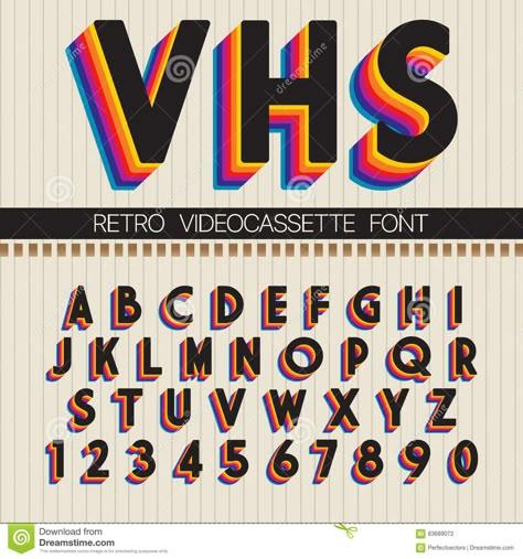 90`s Retro Font. Vector VHS alphabet 80s Font Alphabet, 90s Font Alphabet, 90’s Font, Vhs Typography, Vhs Font, 90s Lettering, 1980s Font, 90s Font, Copy And Paste Fonts