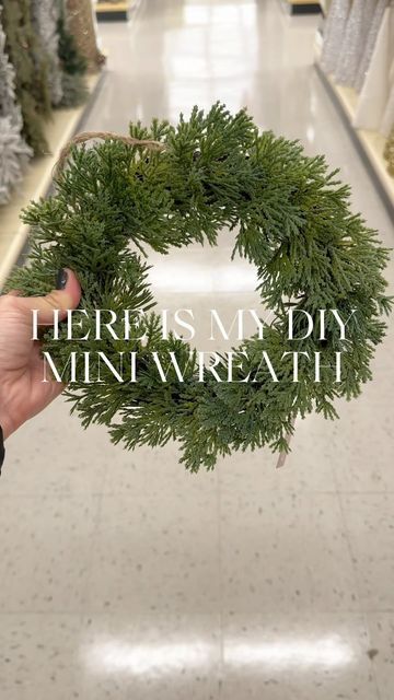 Anne Marie | Stager & Designer on Instagram: "DIY MINI WREATH I created this look for under $10!✨ + The wreath and bell pick are from @hobbylobby + The green velvet ribbon is from @joann_stores Found this helpful? Share with your friends or save for later 🤍🤍🤍 #ltkholiday#ltkhome#diychristmas#diychristmasdecor #holidaydecor#homedecoration #christmasdecor #homedecoration #neutralchristmas#mybhghome #modernorganic #stylewithme#simplestyling #christmasaesthetic #theeverygirlathome #neutral Cabinet Wreaths Christmas, Mini Wreaths Diy Christmas, Wreath On Window, Diy Mini Wreath, Mini Wreath Diy, Wreath On Mirror, Mini Wreaths Christmas, Green Velvet Ribbon, Christmas Tree Inspo