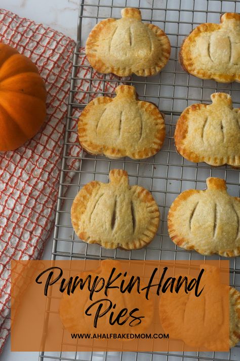 Cream Cheese Hand Pies, Savory Hand Pies Recipes, Cheese Hand Pies, Pumpkin Hand Pies, Mini Pumpkin Pies Recipe, Pumpkin Shaped Cookies, Pumpkin Cream Cheese Pie, Store Bought Pie Crust, Hand Pie Recipes