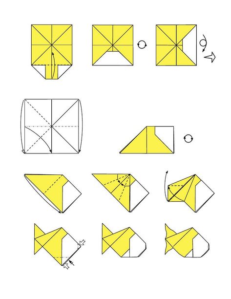 Step-by-Step Instructions for Origami Goldfish Folding | PDF Paper Goldfish, Origami Goldfish, Easy Money Origami, Dinosaur Origami, Origami Shapes, Dollar Origami, Origami Artist, Origami Dress, Origami Fish