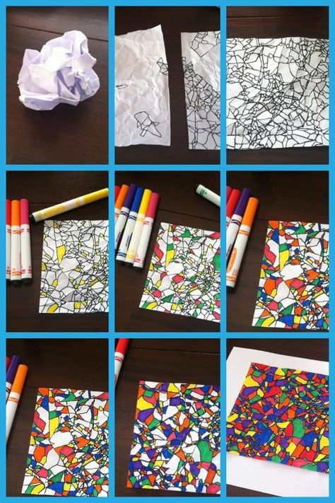 End of year project! Fractured Art, Crinkled Paper, Art Sub Lessons, Art Sub Plans, Sub Plan, Organic Foods, Elementary Art Projects, Homeschool Art, Art Lessons Elementary