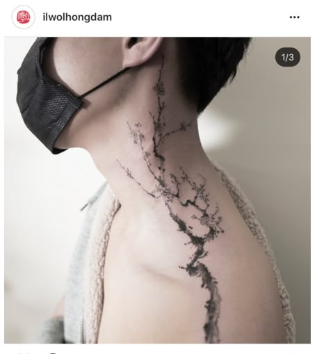 Plum Blossom Tattoo, Vietnam Tattoo, Tattoo Shoulder, Branch Tree, Watercolor Nature, Blossom Branch, Saigon Vietnam, Plum Blossoms, Blossom Tattoo