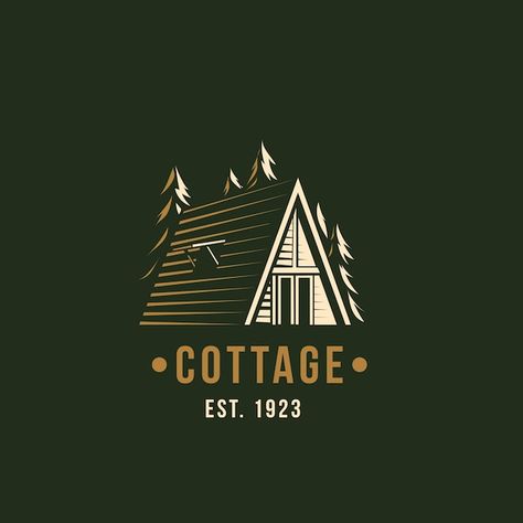 Cottage Logo Design, Campground Business, Holiday Logo Design, Cottage Logo, Cabin Activities, Wood Logo Design, Lodge Ideas, Holiday Logo, Camp Logo