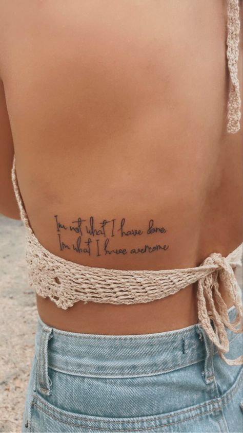 Tattoos For Being Strong, Tattoo Ideas Female Motivation, Tattoo Ideas Female Strong Women, Tattoo On Ribs For Women Quotes, Quote Tattoo Ribs Women, Women’s Empowerment Tattoos, Strong Female Tattoos, Strong Tattoos, Strong Female