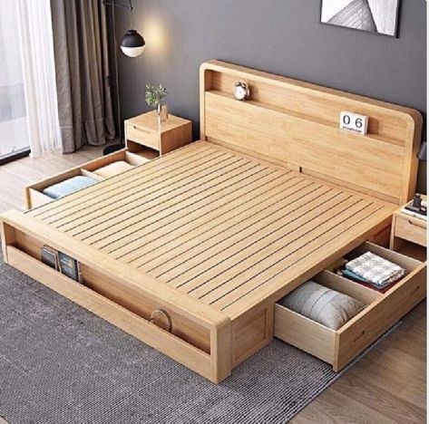 Bed Design In Wood, Wooden Bed Design Modern, Wooden Bed With Storage, Beautiful Bed Designs, Simple Bed Designs, Box Bed Design, Double Bed Designs, Wood Bed Design, Design Bed