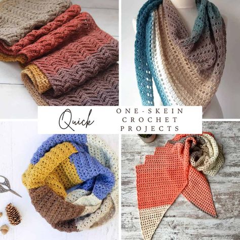 Quick Crochet Projects Made with One Yarn Skein! Wool Yarn Crochet Patterns, Two Skein Crochet Projects, Fingering Weight Crochet Patterns, Super Fine Yarn Crochet Pattern, 2 Skein Crochet Projects, One Skein Crochet Patterns Free, Crochet One Skein Projects, 1 Skein Crochet Projects, 1 Skein Crochet Projects Free