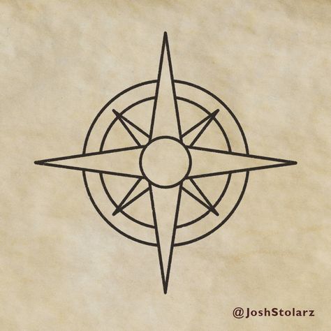 How to Draw a Simple Compass On Your Maps — MapEffects | Josh Stolarz Compass Drawing Simple, Compass Doodle, Compass Rose Drawing, Compass Tattoo Design Simple, Compass Rose Art, Map Effects, Compass Rose Design, Simple Compass, Compass Star