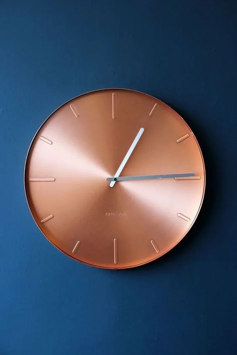 40 Cool Wall Clocks For Any Room Of The House Copper Bedroom, Navy And Copper, Copper Interior, Copper Decor, Boho Kitchen, Copper Wall, Plywood Furniture, Copper Kitchen, Dental Office