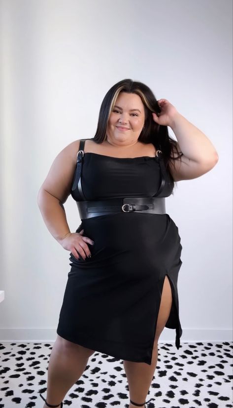 I love this plus size harness from Eloquii! I paired it with this slip dress from Rue 21. Black Slip Dress Outfit, Plus Size Harness, Waist Harness, Harness Outfit, Convertible Clothing, Slip Dress Outfit, Harness Belt, Black Slip Dress, Charlotte North Carolina