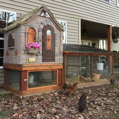 backyard chicken coop playhouse Rabbit Playhouse, Rabbit Houses, Cottage Playhouse, Chicken Coop Ideas, Small Chicken Coops, Portable Chicken Coop, Urban Chickens, Coop Ideas, Coop Design