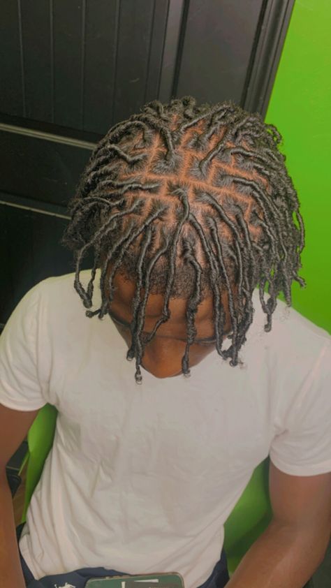 Coils Starter Locs Men, Starter Locs Hairstyles Men, Free Parts Locs, No Middle Part Locs Men, Men’s Starter Loc Styles, Starter Locs Small Parts, Started Locs Styles For Men, Dreads Starting Locs, Beginner Locs Men