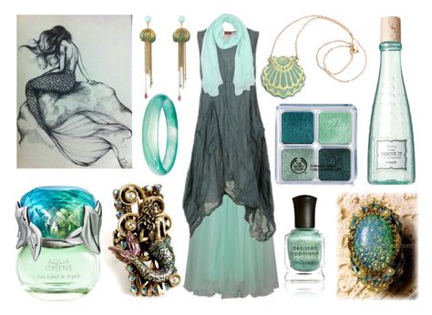 "Mermaid Witch" by maggiehemlock ❤ liked on Polyvore featuring Rosita Bonita, Deborah Lippmann, Sweet Romance, Benefit, Pearlz Ocean, Van Cleef & Arpels and LUCKY LU Sea Witch Outfit, Witch Mermaid, Mermaid Witch, Witches Night Out, Strega Fashion, Water Witch, Dark Mori, Witch Costumes, Green Mermaid