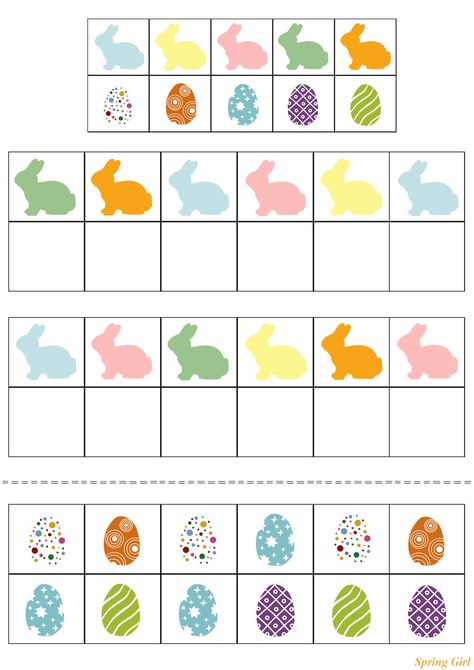 Easter Preschool Crafts, Easter Math Activities For Kindergarten, Easter Activities For Preschoolers, Easter Puzzles For Kids, Bunny Math Activities Preschool, Easter Cut And Paste Activities, Easter Preschool Activities, Logic Puzzles For Kids, Easter Egg Matching Printable