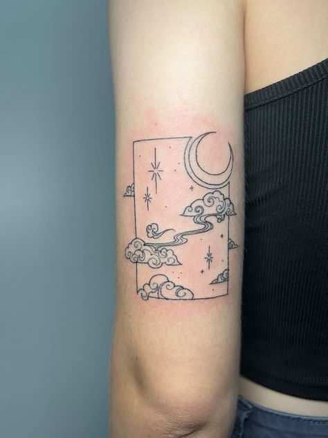 Universe Minimalist Tattoo, Head In Space Tattoo, Universe Tattoos, Whimsical Tattoos, Getting A Tattoo, Space Tattoo, Minimalist Tattoos, Eye Tattoo, Simplistic Tattoos