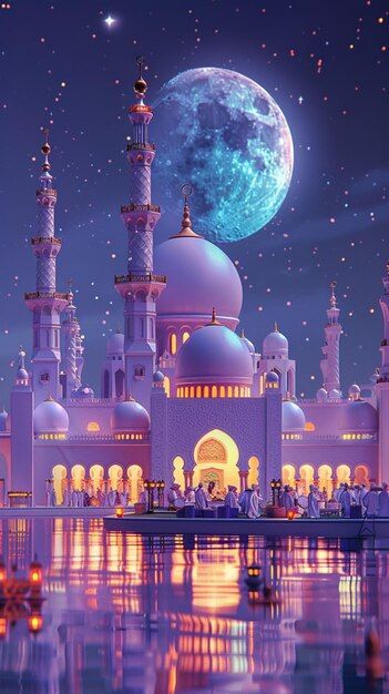 Photo 3d digital art illustration of mos... | Premium Photo #Freepik #photo Mesjid Aesthetic, Masjid Aesthetic, Mirror Shards, Candle Light Photography, Islamic Aesthetics, Islamic Backgrounds, Islamic Illustration, Tiny Mirror, 3d Digital Art