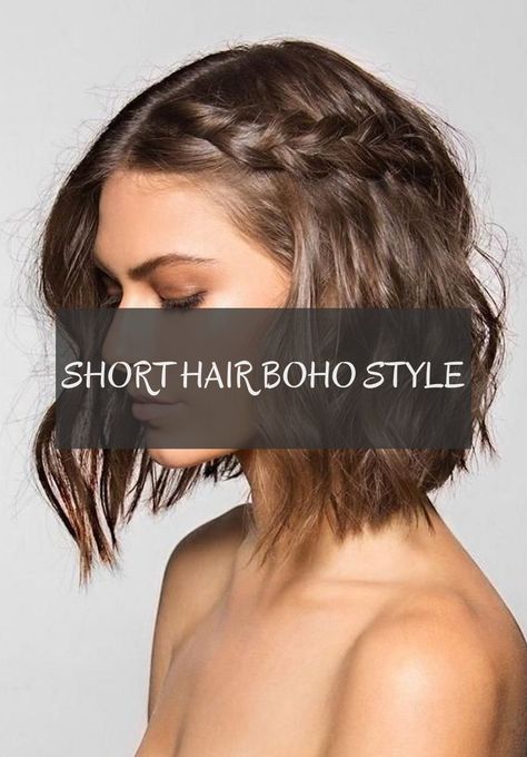 Boho Hair Styles For Short Hair, Boho Hairstyles For Shoulder Length Hair, Short Hair Bohemian Style, Bohemian Short Hairstyles, Boho Chic Hairstyles Short, Medium Boho Hairstyles, Bohemian Hairstyles For Short Hair, Hippy Short Hair, Boho Medium Hairstyles