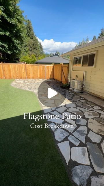 Sally Vlas - Textured Art, DIY & Home Design on Instagram: "More info ⬇️⬇️

This patio is about 300 square feet. And for those that answered my poll on the last video, I calculated the total amount of rock lifted was 12,000 pounds 🥲

🔨 Flagstone - 3 pallets from Costco (Seattle, WA) at $349.99 per pallet plus tax for a total of $1,130 

🔨Gravel base - Facebook marketplace for free 😮‍💨 always surf online before you buy stuff new. The gravel base was from someone’s leftover project and they just wanted to get rid of it ASAP

🔨Sand - we just used regular sand for under the pavers and in between. Next time I’d probably use a little something different in between the pavers but that’s easy enough to change. I was quoted $300+ for 1 yard of sand from a place in king county to be delivered Pavers With Rocks In Between Backyard, Flagstone Paver Patio, Backyard With Pavers, Flagstone Patio With Pea Gravel, Flagstone Patio Ideas, Diy Pavers, Pavers With Gravel In Between, Gravel Backyard Ideas, Grass Between Flagstone