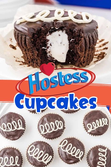 Creme Filling, Moist Chocolate Cupcakes, Homemade Cupcake Recipes, Cupcake Cream, Hostess Cupcakes, Chocolate Cupcakes Moist, Homemade Cupcakes, Homemade Frosting, Quick Easy Desserts