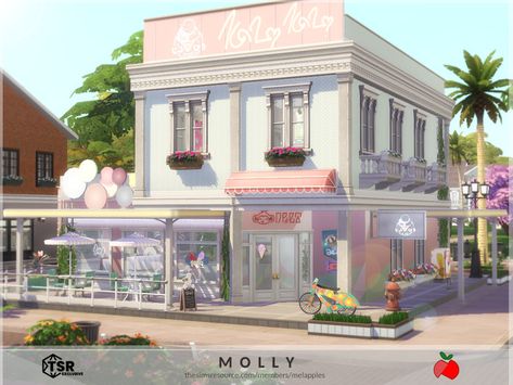 Sims 4 Ice Cream Shop, Restaurant Tycoon 2 Designs, Pastel Restaurant, Waiter Outfit, Sims 4 Restaurant, Floor Dining, Cafe Ice Cream, Ice Cream Shoes, Lotes The Sims 4