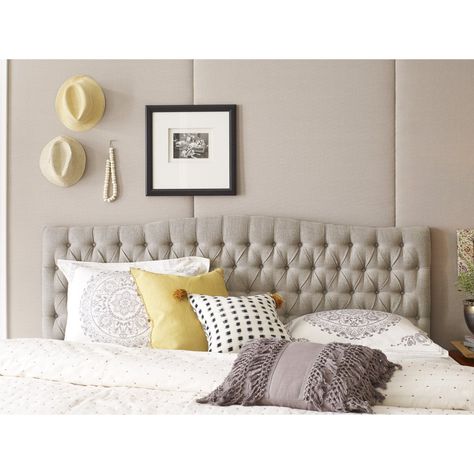 Free 2-day shipping. Buy Elle Decor Tufted Upholstered Headboard at Walmart.com Cushion Headboard Bedroom, Bedroom Pottery Barn, Headboard Bedroom, Queen Upholstered Headboard, Upholstered Headboard King, Tufted Upholstered Headboard, Queen Size Headboard, Button Tufted Headboard, King Size Headboard