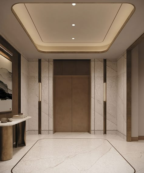 Villa Ceiling Design, Lift Wall Design, Hotel Bathroom Design Luxury, Lobby Flooring, Hallways Design, Entrance Lobby Design, Lift Wall, Lift Lobby Design, Elevator Lobby Design