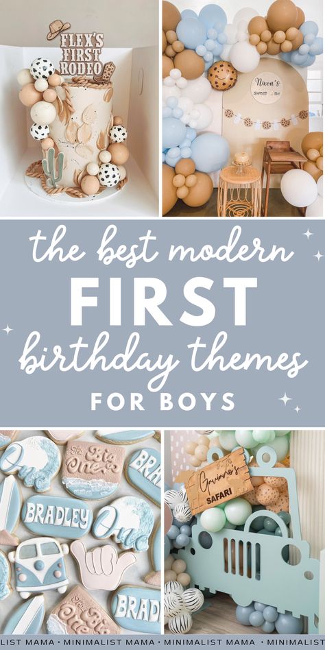 First Birthday Themes For Boys, Modern First Birthday, First Birthday Theme Boy, 1 Year Birthday Party Ideas, 1st Birthday Boy Themes, Baby Boy Birthday Themes, November Aesthetic, Baby First Birthday Themes, Boys First Birthday Party Ideas