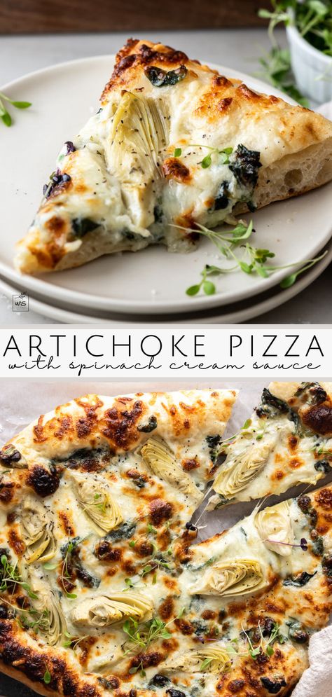 Pesto Artichoke Pizza, High Protein Spinach Artichoke Pizza, Pizza With Olives, Wood Fire Pizza Oven Recipes, Brie Pizza Recipes, Best Pinterest Recipes, Winter Pizza Recipes, White Pizza Ideas, Piezano Pizza Recipes