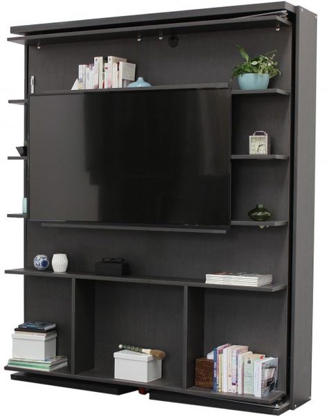 Wall Beds, Murphy Beds & Hidden Beds | Expand Furniture Bookcase Wall Bed, Smart Beds, Lori Wall Bed, Bookshelf Tv, Bed Tv, Bookshelves With Tv, Expand Furniture, Revolving Bookcase, Wall Beds