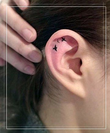 Helix Tattoo Ideas, Tattoo Ears, Ear Tattoo Inner, Inner Ear Tattoo, Tiny Bird Tattoos, Ear Tattoo Ideas, Small Quote Tattoos, Ear Tattoos, Helix Ear