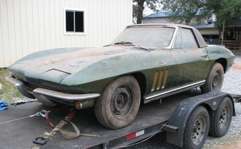 Barn Finds - Unrestored Classic And Muscle Cars For Sale Barn Finds For Sale, Barn Finds Classic Cars, 1966 Corvette, Project Cars For Sale, C2 Corvette, 1967 Corvette, Old Corvette, Barn Find Cars, Car Barn