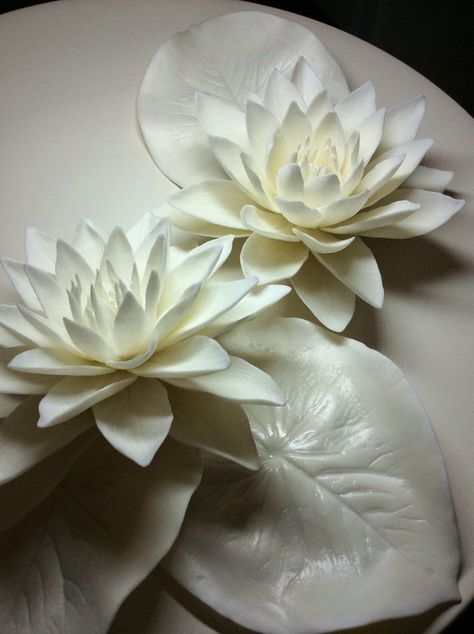 Water Lily Ceramic, Ceramic Water Lily, Water Lily Sculpture, Lotus Sculpture Art, Clay Wall, Plaster Art, Pottery Sculpture, Clay Art Projects, Porcelain Flowers