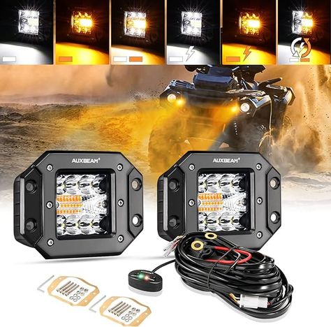 Amazon.com: Auxbeam 5 Inch LED Pods, Flush Mount Amber Fog Light, 6 Modes Strobe Cube Pod Light Bar Dual Color Yellow Spot Flood Offroad Driving Ditch Lights for Truck Car ATV : Automotive Ditch Lights, Jeep Car, Truck Mods, Off Road Lights, Cube Light, Truck Car, Jeep Cars, Light Bar, Fog Light