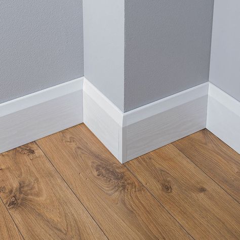 Our new easy-install PVC architrave and skirting sets are perfect for the modern home: easy to fit, easy to clean, no painting and no maintenance... these are just a few of the benefits of this great new product.  Read more in this article and take a look for yourself at these fantastic new architrave and skirting sets. https://www.directdoors.com/news/article/easy-install-pvc-skirting-and-architrave-sets/ #homeimprovement #diy #interiordesign #homedecor Chamfered Skirting, Painted Stair Railings, Modern Baseboards, Floor Skirting, Baseboard Styles, 1920s Interior Design, Baseboard Trim, Baseboard Molding, Painted Stairs