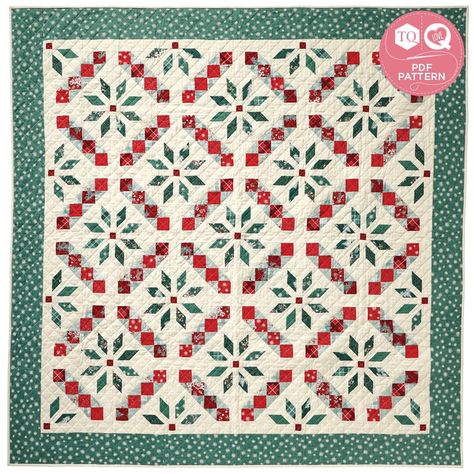 1940s Quilt Patterns, Quilt Block Christmas, King Size Christmas Quilt Pattern, Christmas Quilt Borders, Vintage Christmas Quilt Patterns, Fair Isle Quilt Pattern, Christmas Quilts Ideas Free Pattern, Winter Quilt Patterns, Christmas Quilts Ideas