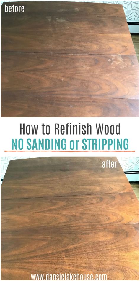 HONEST REVIEW: how to restore and revive wood and wood finishes with NO SANDING or stripping! Answering the question, "does restor-a-finish really work?" and testing it out on a vintage dining set. Sharing a restor-a-finish before and after makeover with my honest thoughts on the product. Unsponsored review of restor-a-finish and see what restor-a-finish walnut looks like. Easy DIY furniture makeover and furniture refinishing ideas. Furniture refinishing ideas before and after. #restorafinish Wood Restorer Diy, Refinish Table Top Wood, Restore A Finish, Restore A Finish Before And After, Table Restoration Diy, Restor A Finish, How To Restain Wood Furniture Without Sanding, How To Fix Veneer Table Top, Repair Damaged Table Top Wood Furniture