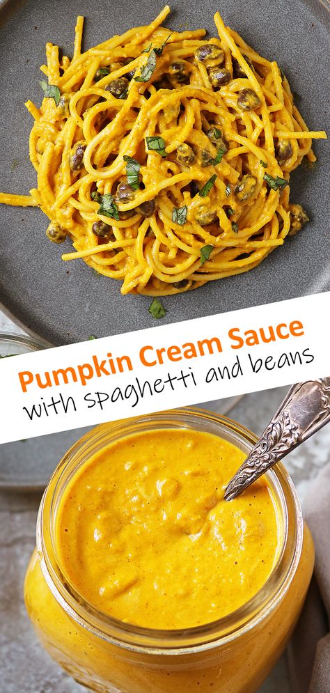 This delicious and vegan creamy pumpkin sauce with pasta and beans recipe is perfect for a quick and easy dinner. With simple ingredients and minimal prep time, you’ll have a satisfying meal in no time! Bean Pasta Sauce, Pumpkin Pasta Recipes, Pasta And Beans Recipe, Vegan Pumpkin Pasta, Bean Pasta Recipes, Pumpkin Pasta Recipe, Pasta And Beans, Dairy Free Lunch, Atlanta Food