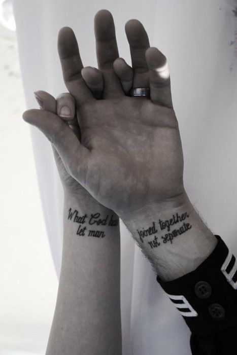 Mark 10:9 Couple Tattoo Quotes, What God Has Joined Together, Couple Tattoos Love, Mark 10 9, Cute Couple Tattoos, Tattoos Infinity, Music Girl, Couple Tattoo, Tattoos Geometric