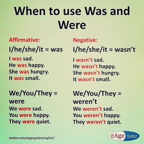 When to use was and were? Common mistakes in tenses. ‪#‎past‬ ‪#‎tense‬ Tense Structure, English Grammar Tenses, Practice English, English Grammar Rules, Learn Language, School Preparation, English Teaching Materials, English Transition Words, English Speaking Skills