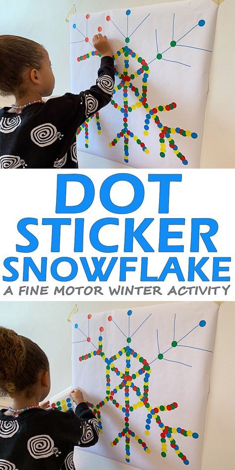 Dot Sticker Snowflake – HAPPY TODDLER PLAYTIME Here is an easy to set up fine motor winter activity. Let your toddler or preschooler decorate a snowflake using dot stickers! Includes step by step guide to draw a snowflake! Snowflake Art, January Activities, Winter Activities Preschool, Snowflake Sticker, Preschool Winter, Snowflake Craft, Preschool Fine Motor, Winter Activities For Kids, Winter Preschool