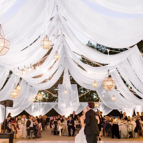 PRICES MAY VARY. 🍷【White Ceiling Drapes】The package will include 4 panels white wedding drape curtain(without hanging pieces), each wedding extra long curtain measures 5 feet(60inch)wide x30 feet(360inch) long.The sufficient quantity can meet your demands for decorating your weddings, parties, receptions, and these white ceiling drapes will create a delicate and aesthetic sense to your wedding ceiling decoration and light up every banquet. 🍷【Easy Hanging Draping Fabric】There is a 4 inches pock Field Wedding Reception, Ceiling Decorations For Party, Ceiling Hanging Decor, Rancho Wedding, Drapes For Wedding, Wedding Ceiling Decorations, Ceiling Drapes, Wedding Arch Draping, Shed Wedding