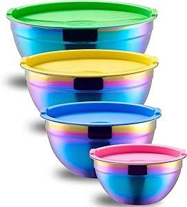 Office Potluck, Rainbow Kitchen, Colorful Bowls, Modern Rainbow, Metal Bowl, Stainless Steel Bowl, Mixing Bowls Set, Nesting Bowls, Mixing Bowls