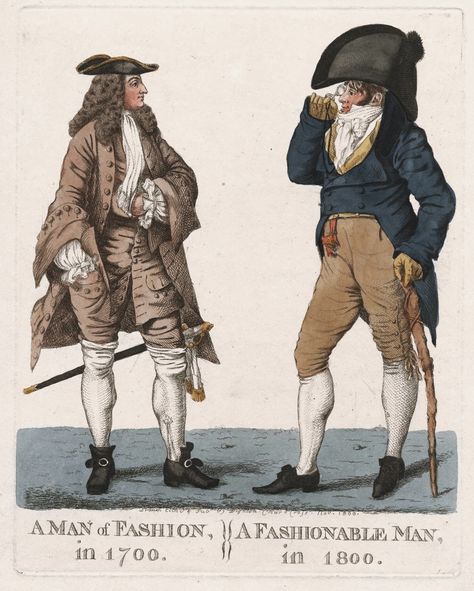 here the men are wearing coats the 3 pointed hat . and the coats are wider on the sides to accomadate swords Late 1700s Fashion, 1700s Mens Fashion, Regency Men, 1700s Fashion, 1700 Fashion, Western Civilization, Disco Fashion, 18th Century Clothing, 1800s Fashion